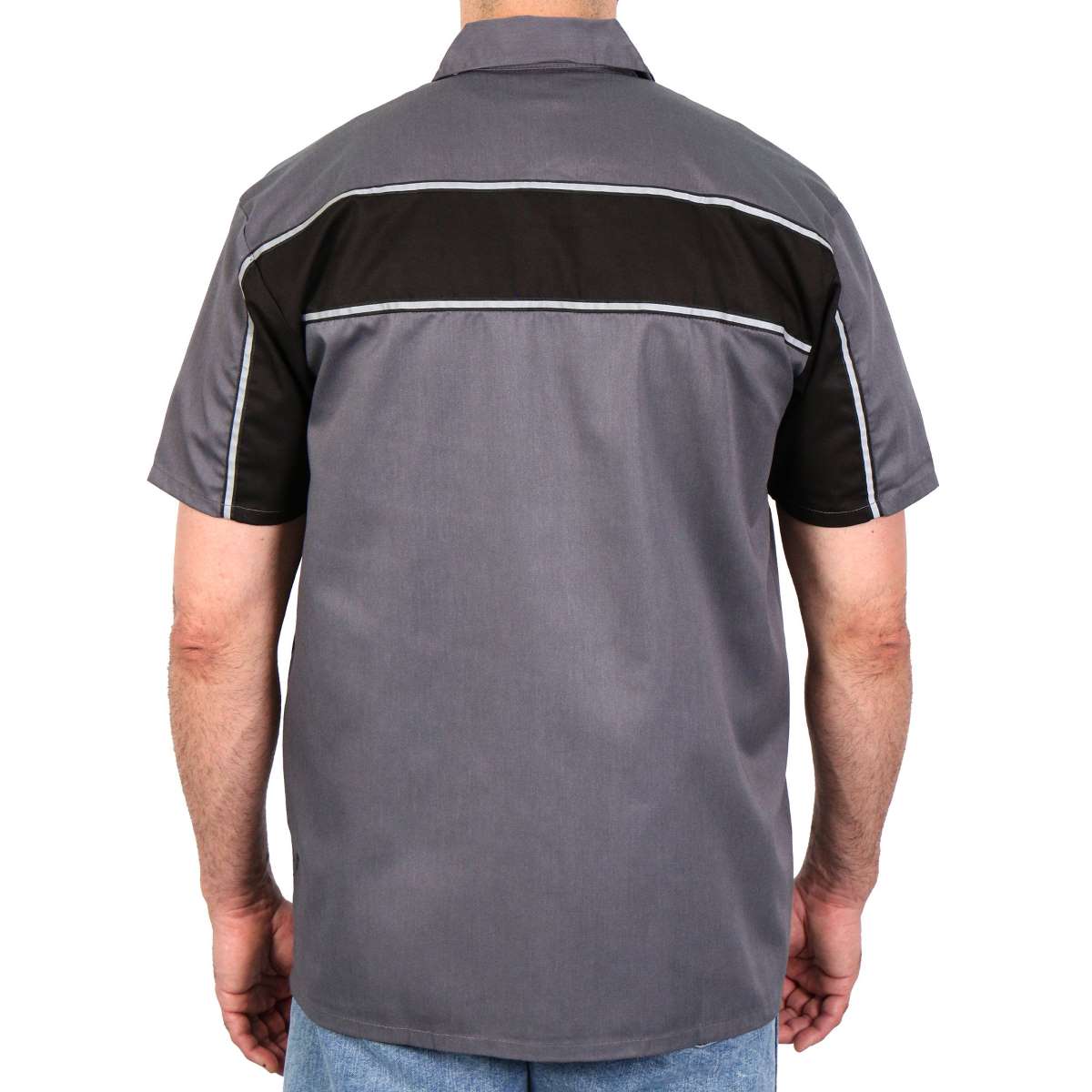 Hot Leathers GMM1005 Men's Classic Mechanic 2-Tone Button Up Work Shirt w/ Reflective Material