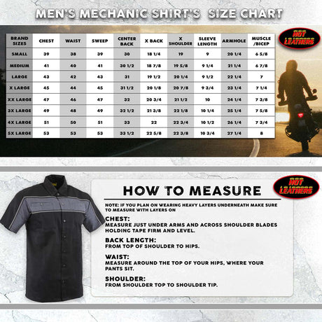 Hot Leathers GMM1006 Men's 2 Tone Stripe Black and Gray Button Up Heavy-Duty Work Shirt for | Classic Mechanic Work Shirt