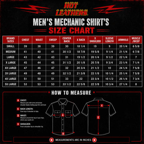 Hot Leathers GMD6113 Men's Charcoal Grey 'Brass Knuckles' Mechanic's Shop Shirt