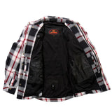 Hot Leathers JKM3001 Men's Red and White Flannel Motorcycle Shirt-Jacket w/ CE Armor Protection