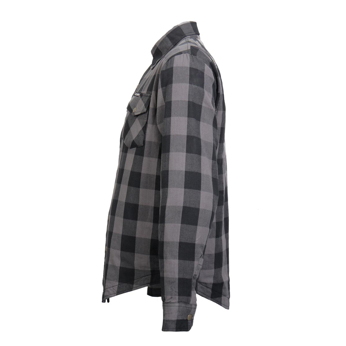 Men's "Last Stand" Grey/Black Armored Motorcycle Flannel Shirt - CE Protection Riding Shirt - JKM3004