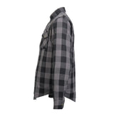 Men's "Last Stand" Grey/Black Armored Motorcycle Flannel Shirt - CE Protection Riding Shirt - JKM3004