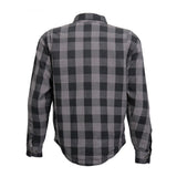 Hot Leathers JKM3004 Men's Grey/Black CE Armored Flannel Motorcycle Shirt Jacket - Aramid Fiber Reinforced
