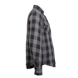 Hot Leathers JKM3004 Men's Grey/Black CE Armored Flannel Motorcycle Shirt Jacket - Aramid Fiber Reinforced