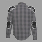 Hot Leathers JKM3004 Men's Grey/Black CE Armored Flannel Motorcycle Shirt Jacket - Aramid Fiber Reinforced