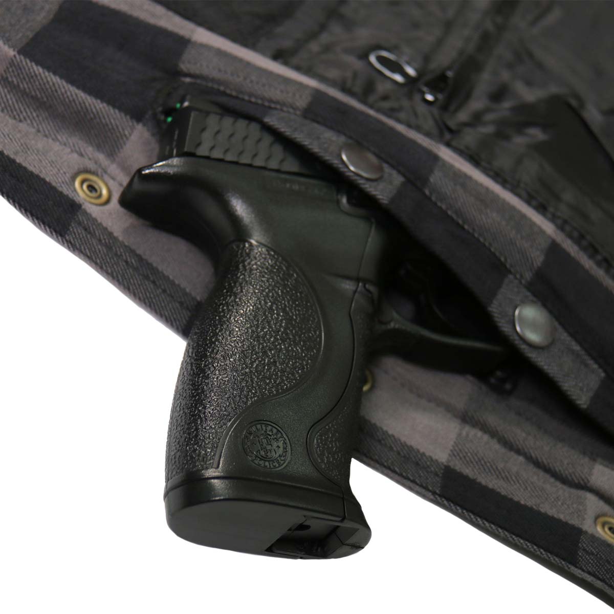 Men's "Last Stand" Grey/Black Armored Motorcycle Flannel Shirt - CE Protection Riding Shirt - JKM3004
