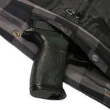 Men's "Last Stand" Grey/Black Armored Motorcycle Flannel Shirt - CE Protection Riding Shirt - JKM3004