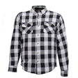 Hot Leathers JKM3005 Men's White/Black CE Armored Flannel Motorcycle Shirt Jacket - Aramid Fiber Reinforced