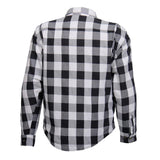 Hot Leathers JKM3005 Men's White and Black Armored Flannel Motorcycle Shirt-Jacket w/ CE Armor Protection