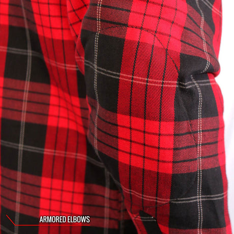 Hot Leathers JKM3201 Men's Red and Black Aramid Fibers Reinforced Leather and Plaid Flannel Shirt