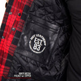 Hot Leathers JKM3201 Men's Red and Black Aramid Fibers Reinforced Leather and Plaid Flannel Shirt