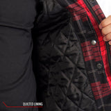Hot Leathers JKM3201 Men's Red and Black Aramid Fibers Reinforced Leather and Plaid Flannel Shirt