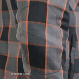 Hot Leathers JKM3202 Men's Grey Black and Orange Aramid Fibers Reinforced Leather and Plaid Flannel Shirt