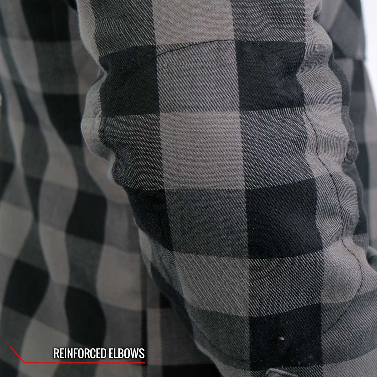 Hot Leathers JKM3203 Men's Grey and Black Aramid Fibers Reinforced Leather and Plaid Flannel Shirt