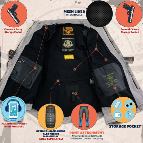 Milwaukee Leather Men’s Titans Orange & Black Plaid Hooded Riding Shirt w/ CE Armor & Aramid Fiber Panels - MPM1642