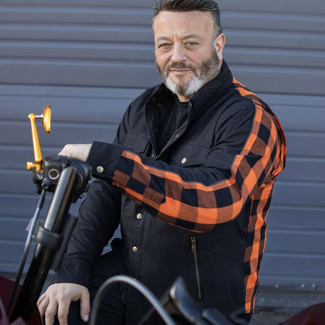 Milwaukee Leather Men’s Two-Tone CE Armored Flannel - Solid Front / Plaid Back - Reinforced w/ Aramid Fibers - MPM1672
