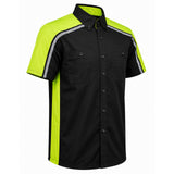Milwaukee Motorcycle Clothing Co. Men’s Blk/Green Mechanic Work Shirt – w / Reflective Strip, Rider‑Built MDM11604