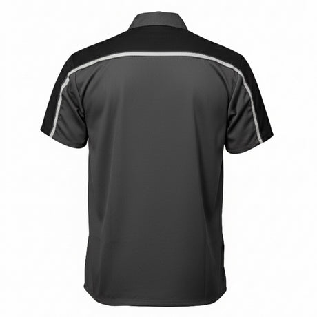 Men's "Delco" Grey/Black Mechanic Work Shirt - Cotton Button Up Shop Shirt - MDM11605