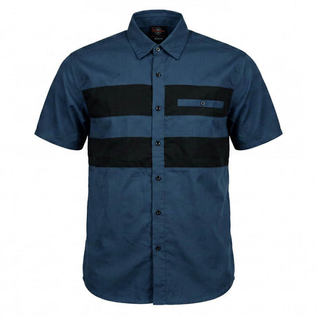 Men’s 'Double Down' Blue and Black Short Sleeve Mechanic Work Shirt - MDM11625