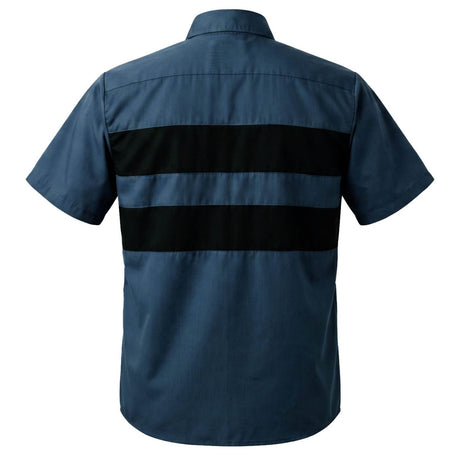 Men’s 'Double Down' Blue and Black Short Sleeve Mechanic Work Shirt - MDM11625