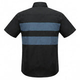Men’s 'Double Down' Black and Blue Short Sleeve Mechanic Work Shirt - MDM11626