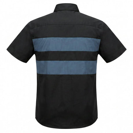 Men’s 'Double Down' Black and Blue Short Sleeve Mechanic Work Shirt - MDM11626