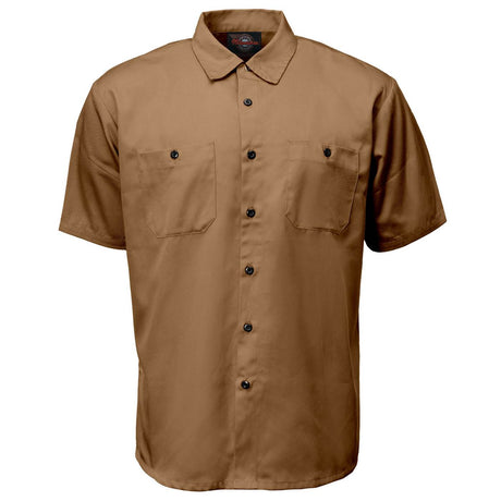 MMCC Men's Khaki Super Duty Classic Mechanic Button Up Shirt - 2 Chest Pockets - Microfiber Panel - MDM11664