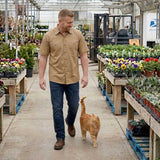 MMCC Men's Khaki Super Duty Classic Mechanic Button Up Shirt - 2 Chest Pockets - Microfiber Panel - MDM11664