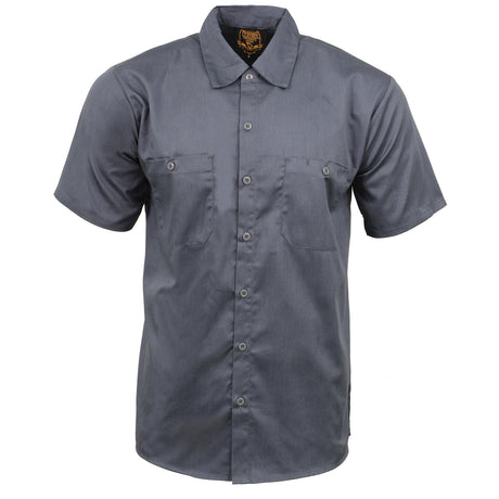 Men's "Heavy Duty" Grey Mechanic Work Shirt - Cotton Button Up Shop Shirt - MDM11668