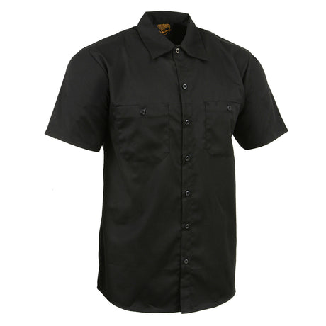 Milwaukee Leather MDM11669 Men’s Black Button-Up Heavy-Duty Work Shirt - Classic Mechanic Shirt w/ Pockets