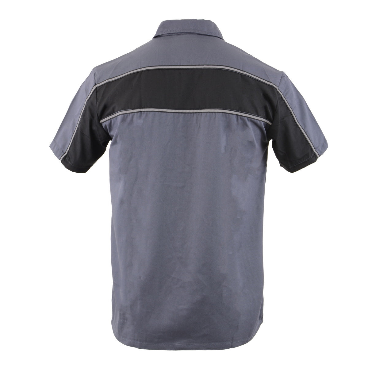 Milwaukee Leather MDM11671 Men’s Grey-Black Mechanic Work Shirt w/ Reflective Strip - Heavy-Duty Button-Up
