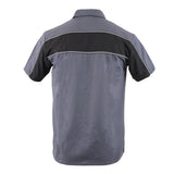 Milwaukee Leather MDM11671 Men’s Grey-Black Mechanic Work Shirt w/ Reflective Strip - Heavy-Duty Button-Up