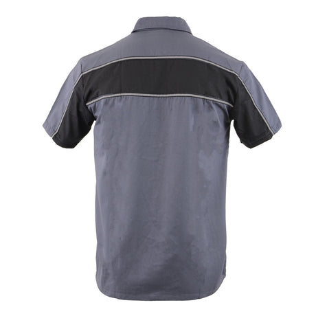 Milwaukee Leather MDM11671 Men’s Grey-Black Mechanic Work Shirt w/ Reflective Strip - Heavy-Duty Button-Up