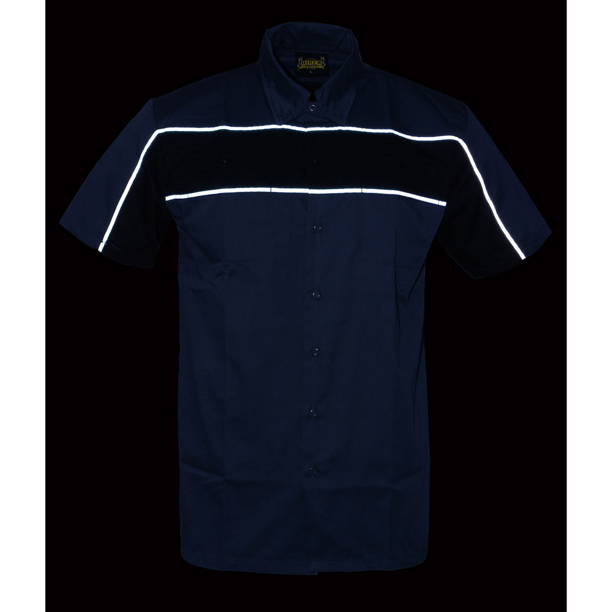Milwaukee Leather MDM11671 Men’s Grey-Black Mechanic Work Shirt w/ Reflective Strip - Heavy-Duty Button-Up