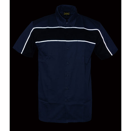 Milwaukee Leather MDM11671 Men’s Grey-Black Mechanic Work Shirt w/ Reflective Strip - Heavy-Duty Button-Up