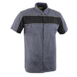 Milwaukee Leather MDM11671 Men’s Grey-Black Mechanic Work Shirt w/ Reflective Strip - Heavy-Duty Button-Up