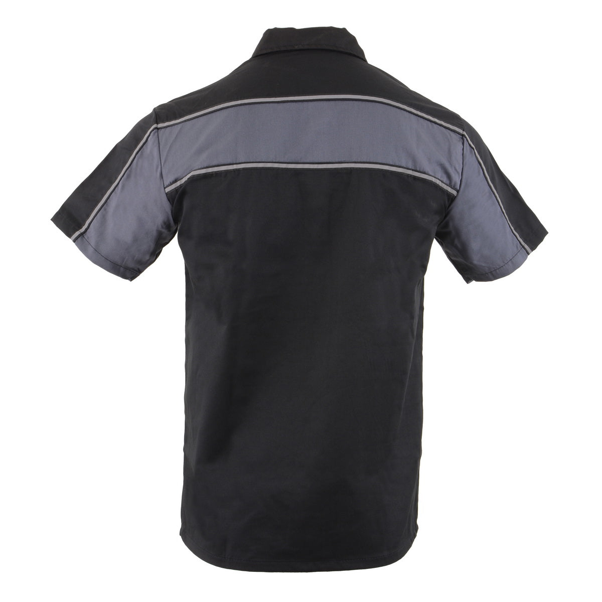 Milwaukee Leather MDM11672 Men’s Grey-Black Mechanic Work Shirt w/ Reflective Strip - Heavy-Duty Button-Up