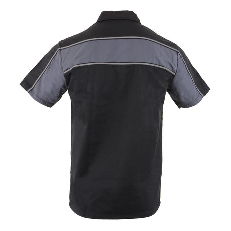 Milwaukee Leather MDM11672 Men’s Grey-Black Mechanic Work Shirt w/ Reflective Strip - Heavy-Duty Button-Up