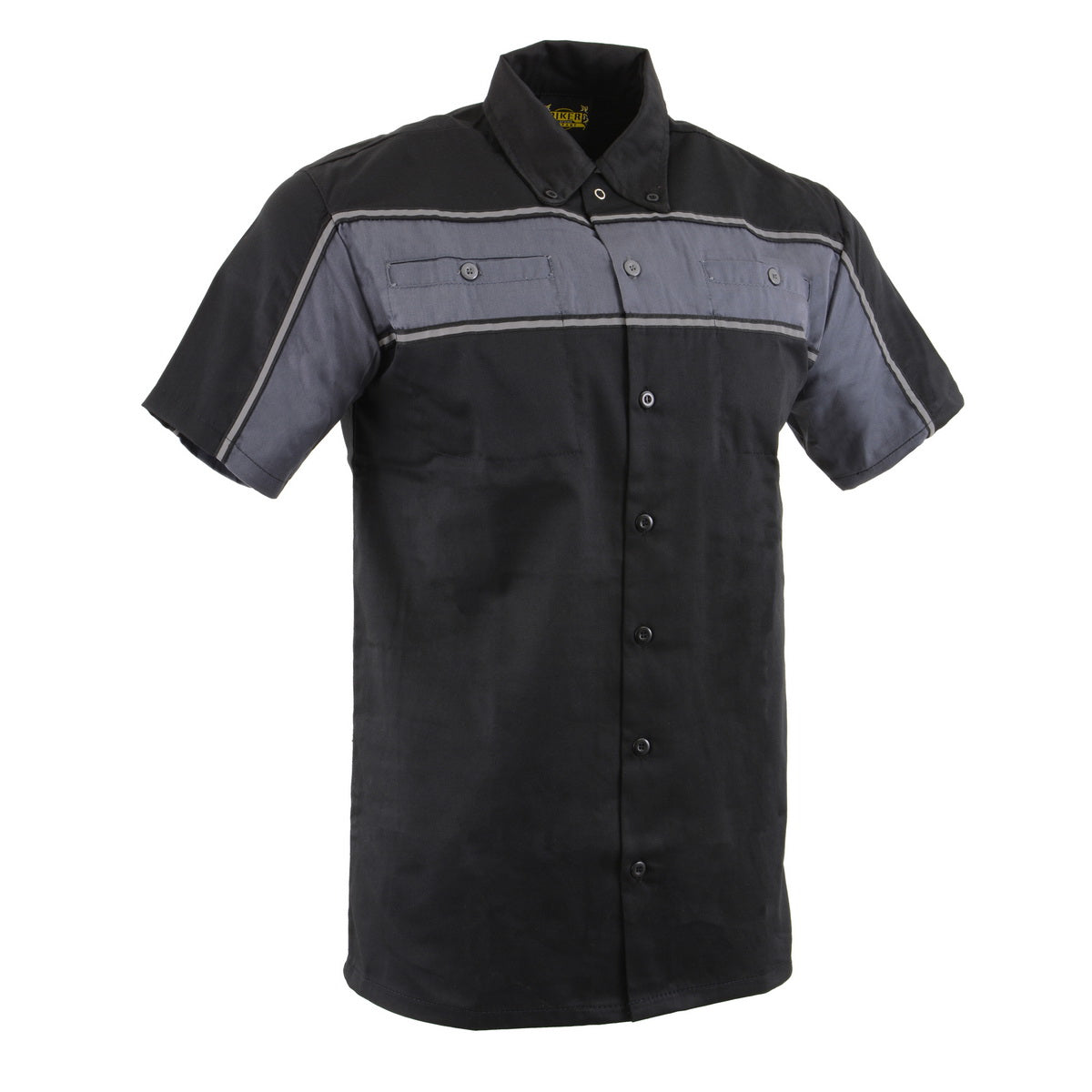 Milwaukee Leather MDM11672 Men’s Grey-Black Mechanic Work Shirt w/ Reflective Strip - Heavy-Duty Button-Up