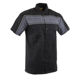 Milwaukee Leather MDM11672 Men’s Grey-Black Mechanic Work Shirt w/ Reflective Strip - Heavy-Duty Button-Up