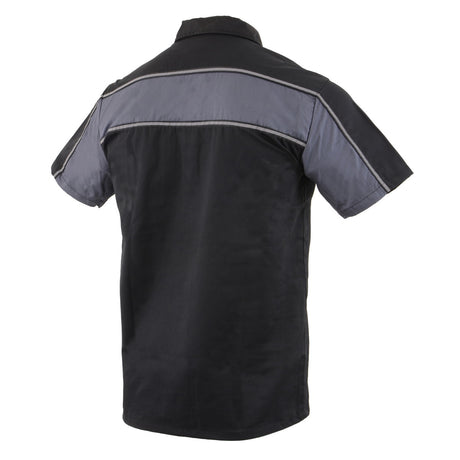 Milwaukee Leather MDM11672 Men’s Grey-Black Mechanic Work Shirt w/ Reflective Strip - Heavy-Duty Button-Up