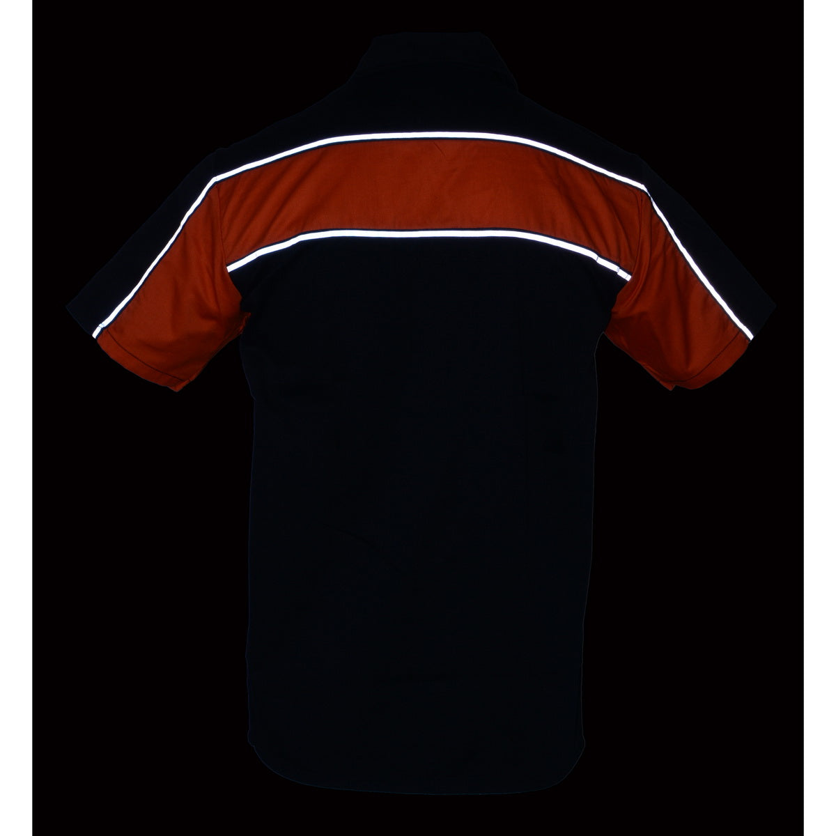 Milwaukee Leather MDM11673 Men’s Black-Orange Mechanic Work Shirt w/ Reflective Strip - Heavy-Duty Button-Up