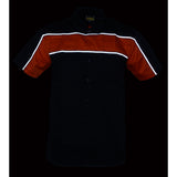 Milwaukee Leather MDM11673 Men’s Black-Orange Mechanic Work Shirt w/ Reflective Strip - Heavy-Duty Button-Up