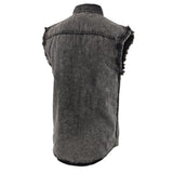Milwaukee Leather MDM11683 Men’s Classic Beige/Black Button-Down Cut Off Frayed Sleeveless Casual Shirt