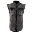 Milwaukee Leather MDM11683 Men’s Classic Beige/Black Button-Down Cut Off Frayed Sleeveless Casual Shirt