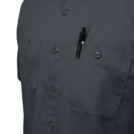 MMCC Men's Charcoal Super Duty Classic Mechanic Work Shirt - 2 Chest Pockets - Microfiber Panel - MDM11687