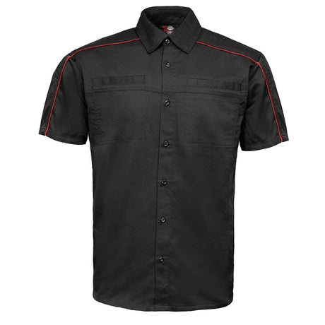 MMCC Men's Slipstream Black/Red Mechanic Work Shirt - 100% Cotton w/ Microfiber Panel - MDM11691