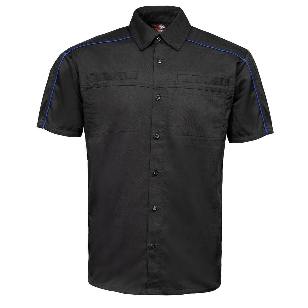 MMCC Men's Slipstream Black/Royal Blue Mechanic Work Shirt - 100% Cotton w/ Microfiber Panel - MDM11692