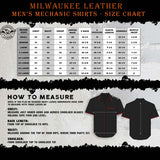 Milwaukee Leather MDM11670 Men’s Orange-Black Mechanic Work Shirt w/ Reflective Strip - Heavy-Duty Button-Up