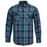 The Kraken Men's Blue Teal Orange Plaid Flannel Shirt - 100% Cotton Long Sleeve Button-Up - MMC11600